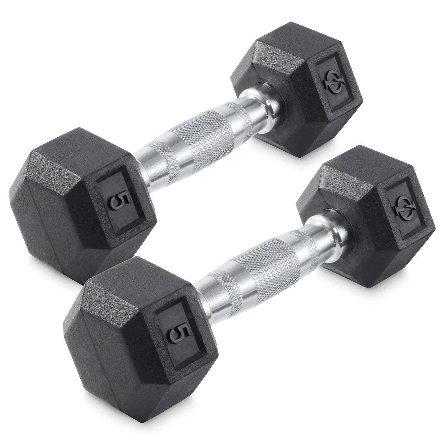 Philosophy Gym Rubber Coated Hex Dumbbell Hand Weights 5 lb Pair