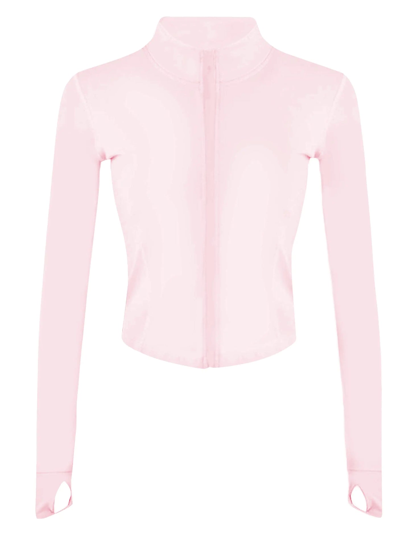 Tanming Womens Full Zip Seamless Workout Jacket Running Yoga Slim Fit Track Jacket (Pink-XL)