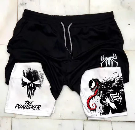 Marvel Spider-Man Venom Gym Shorts Men Fitness