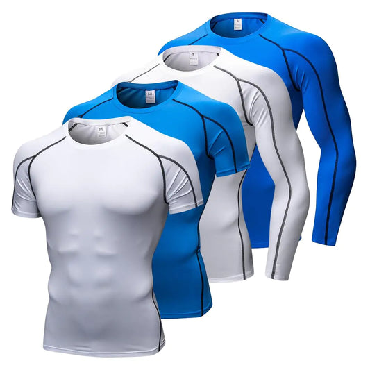 4 Pack Mens Compression Shirts Men Long/Short Sleeve Athletic Workout Tops Gym Undershirts Active Sports Baselayers